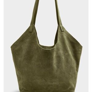 SIMONS Women's Green Oversized Angular Suede Tote Exclusive | Italy